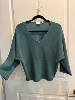NWOT- Teal V-Neck Knit Sweater